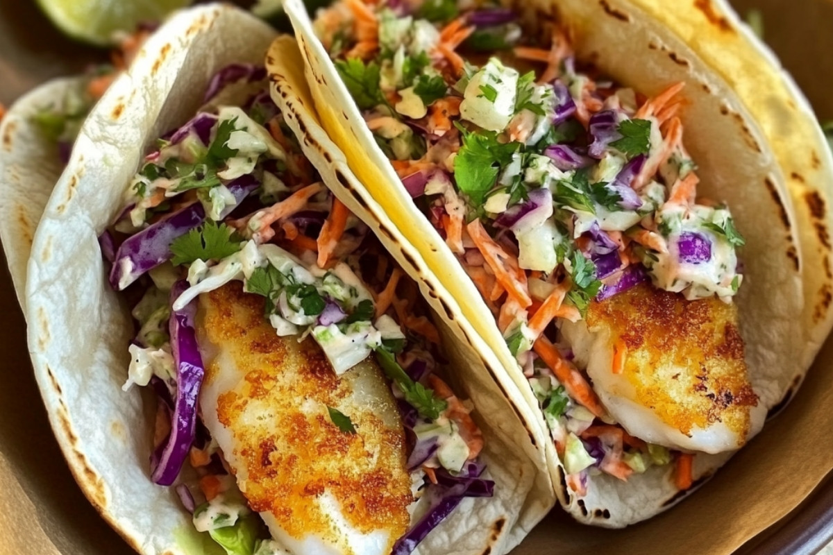 Deliciously Crunchy Fish Tacos with Zesty Cilantro Lime Slaw
