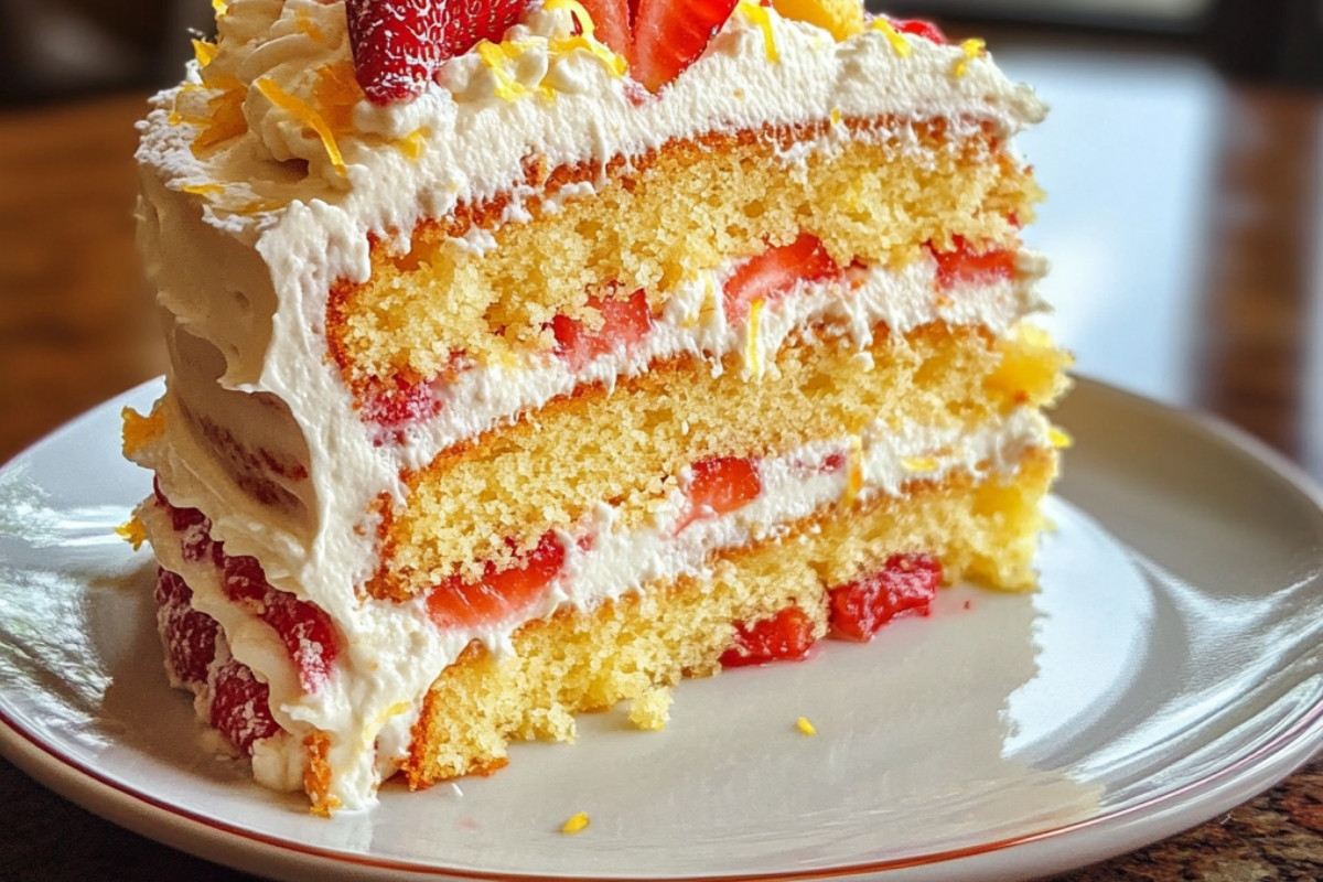 Delightful Strawberry Lemon Layer Cake with Zest