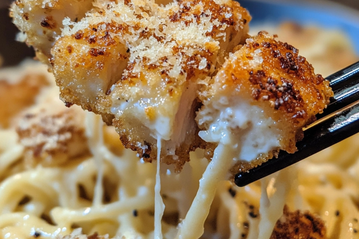 Savory Chicken Bites with Velvety Parmesan Pasta