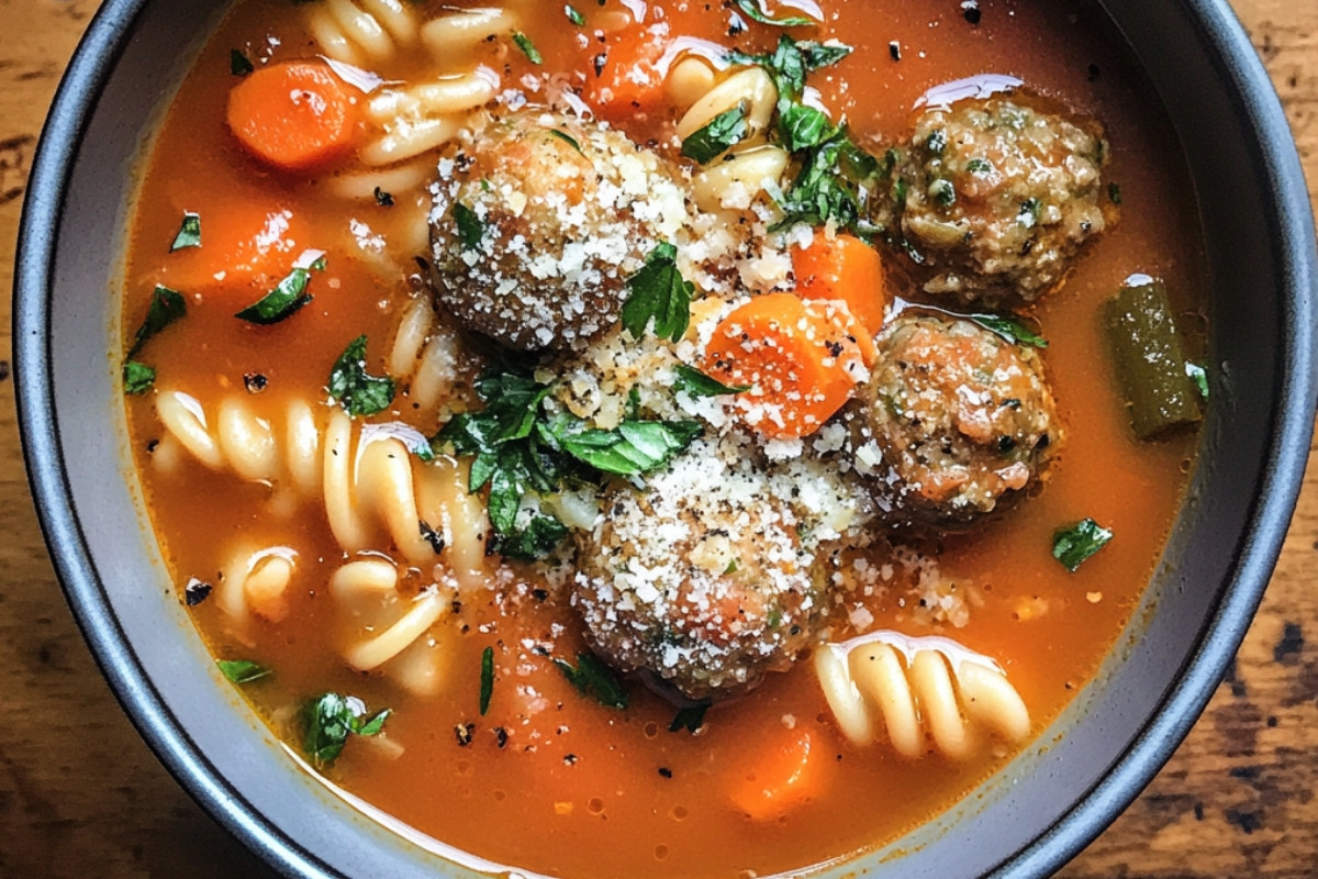 Hearty Delightful Italian Meatball Soup
