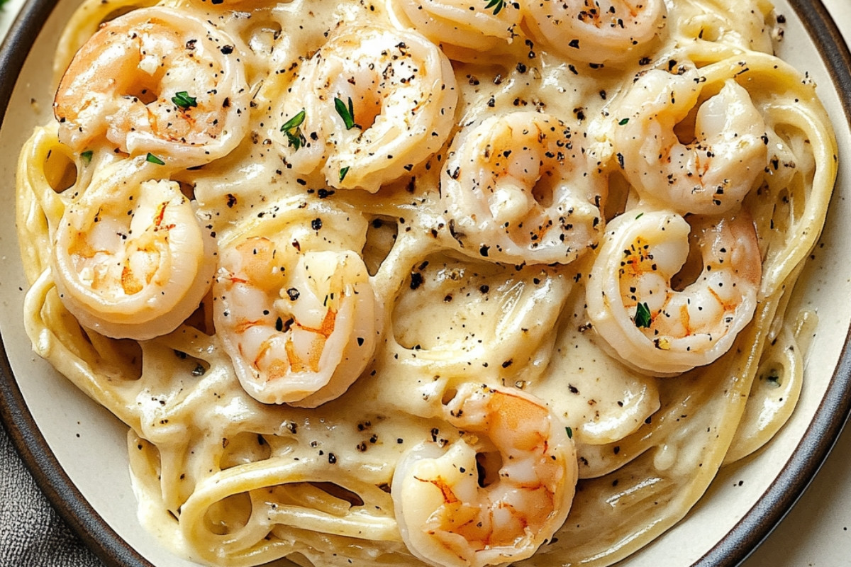 Creamy Delicious Garlic Shrimp Pasta