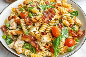 Delicious Chicken Bacon Ranch Pasta Salad