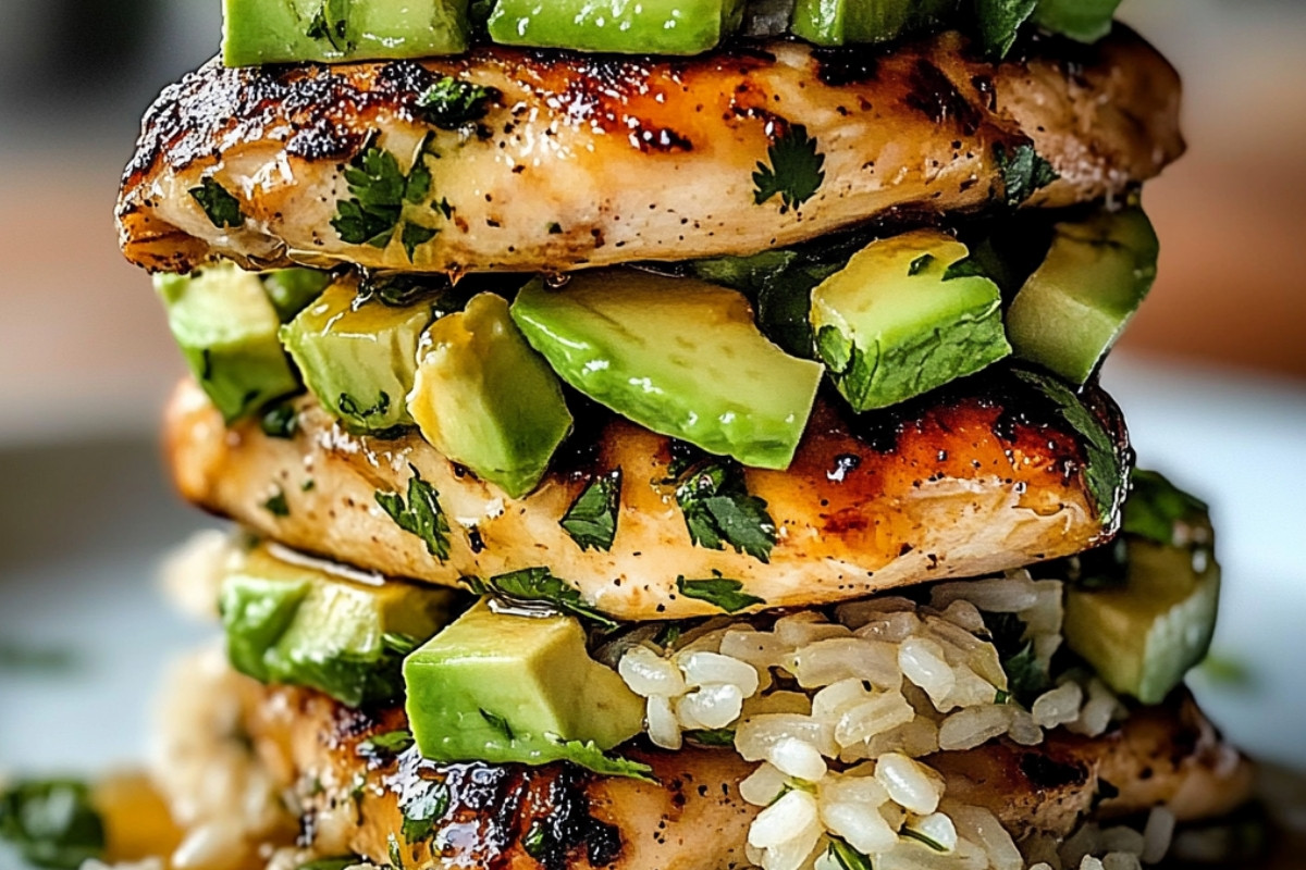 Delightful Honey Lime Chicken Avocado Rice Stack