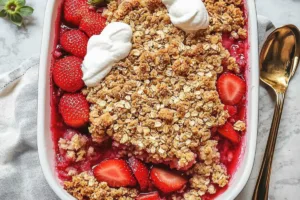 Delightful Old-Fashioned Strawberry Rhubarb Crisp
