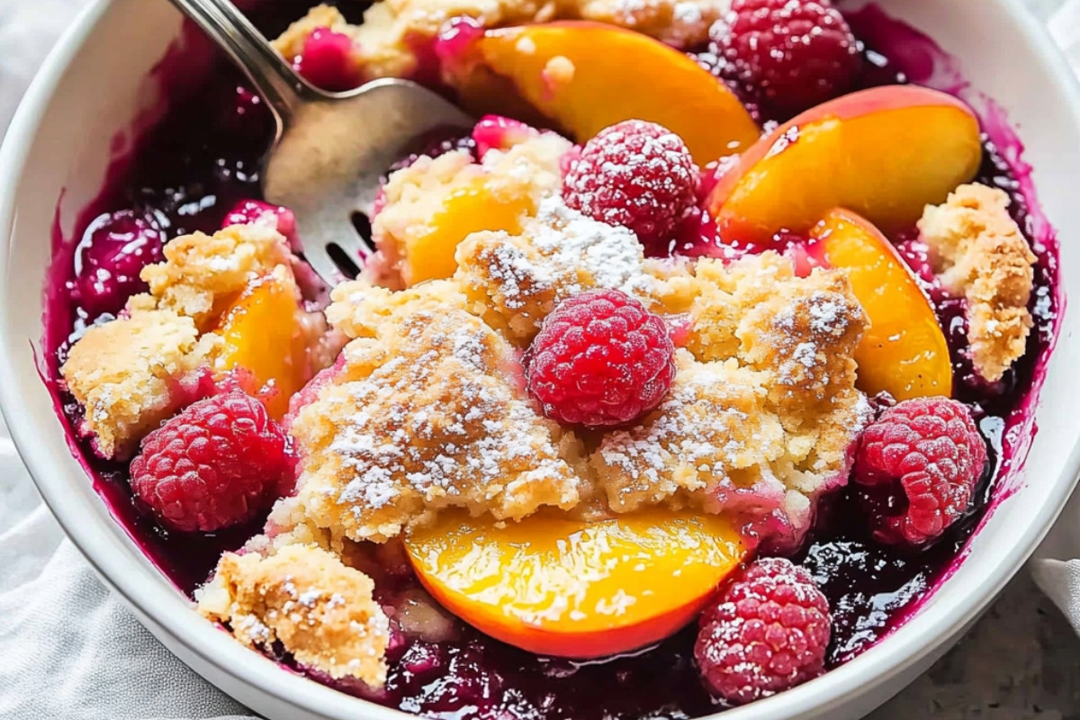 Delightful Peach Raspberry Cobbler