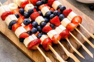 Red White and Blue Fruit Kabobs Delight