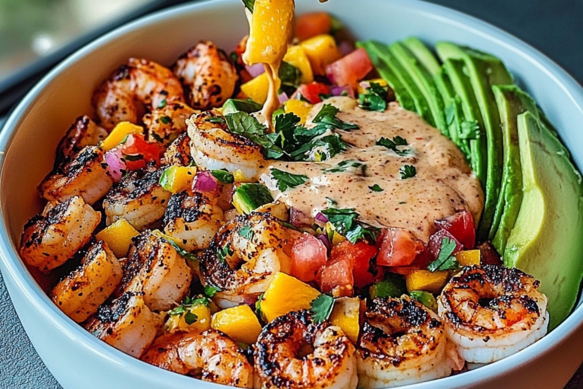 Shrimp and Avocado Bowls with Refreshing Mango Salsa