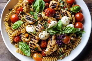 Delicious Caprese Chicken Pasta Salad