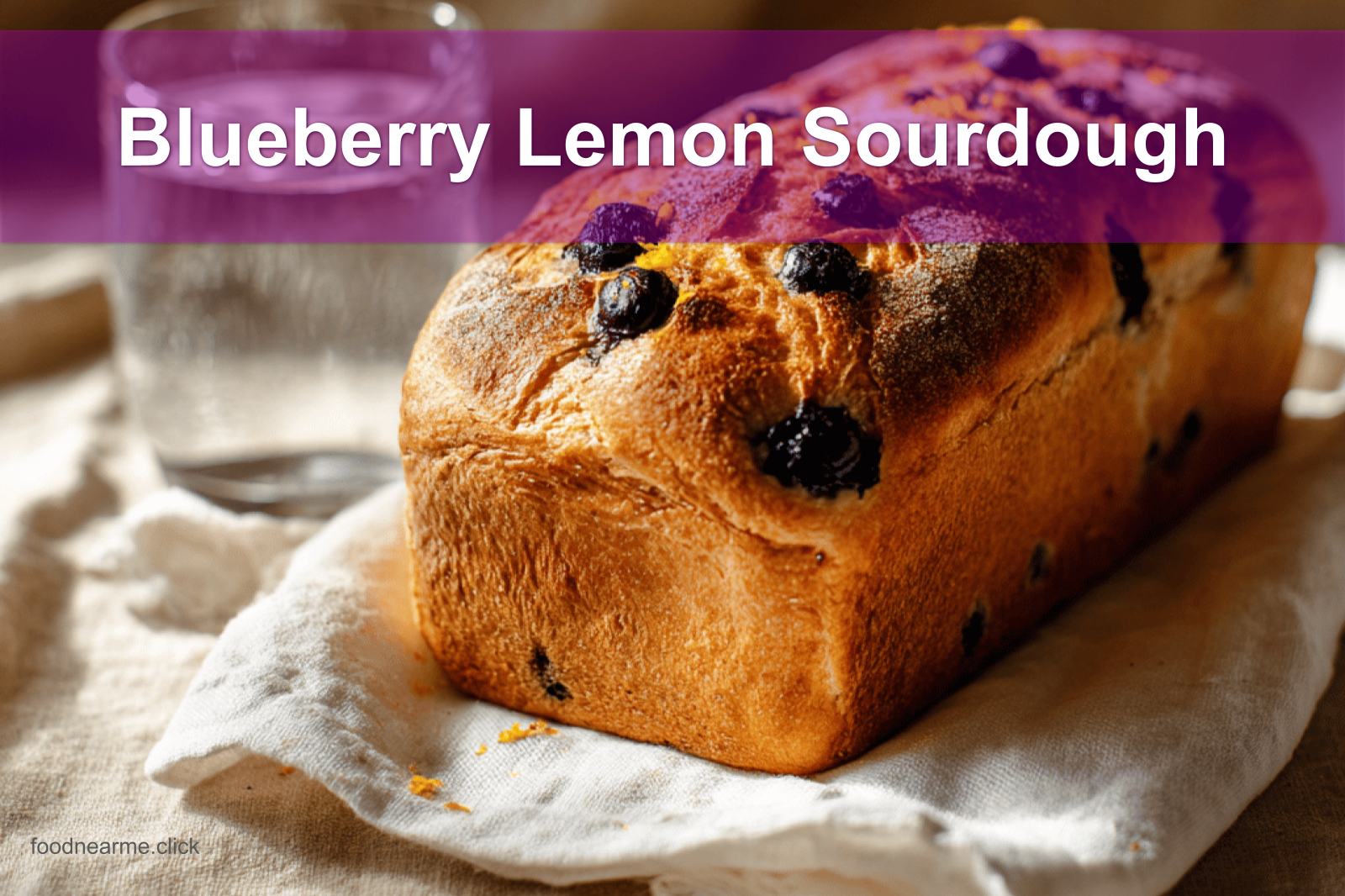 Blueberry Lemon Sourdough loaf with rustic crust and bright lemon zest topping