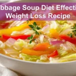 Cabbage Soup Diet Effective Weight Loss Recipe hearty bowl on white cloth with clear glass of water
