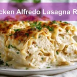 Chicken Alfredo Lasagna Rolls with fresh herbs on a plate, glass of water beside it
