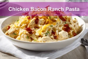 Chicken Bacon Ranch Pasta served in a creamy, colorful and appetizing arrangement