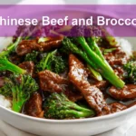Chinese Beef and Broccoli Recipe with vibrant colors in a professional setup