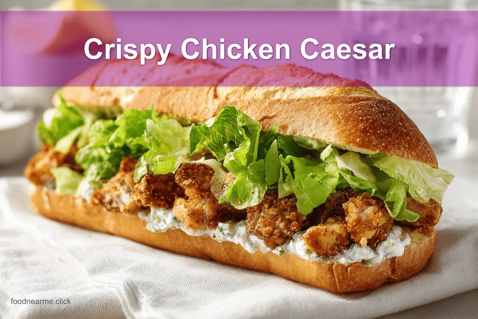 Crispy Chicken Caesar sandwich beautifully plated with golden bread and creamy filling