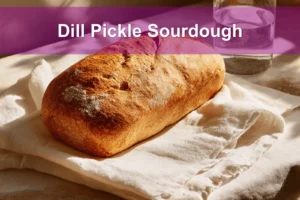 Dill Pickle Sourdough Loaf on a white napkin with natural light