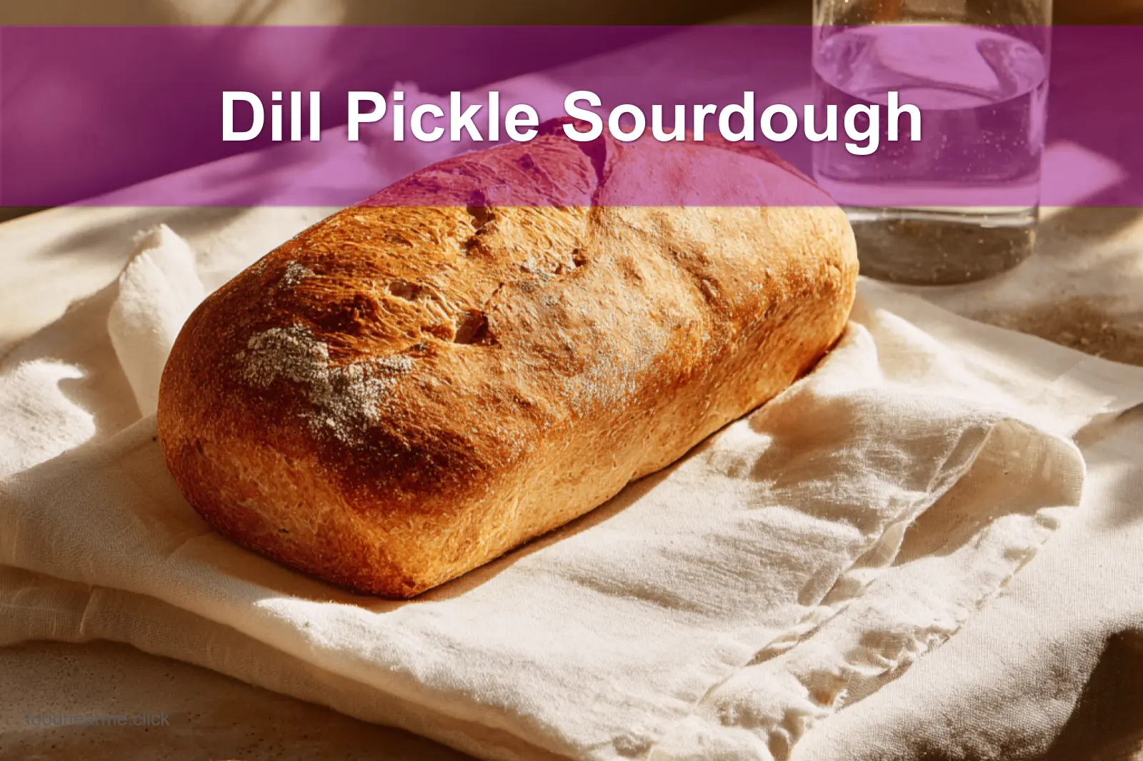 Dill Pickle Sourdough Loaf on a white napkin with natural light