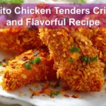 Dorito Chicken Tenders Crispy and Flavorful Recipe golden crispy Dorito coated chicken pieces on white napkin