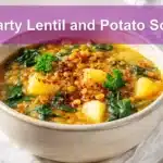 Hearty Lentil and Potato Soup styled for a cozy and inviting presentation