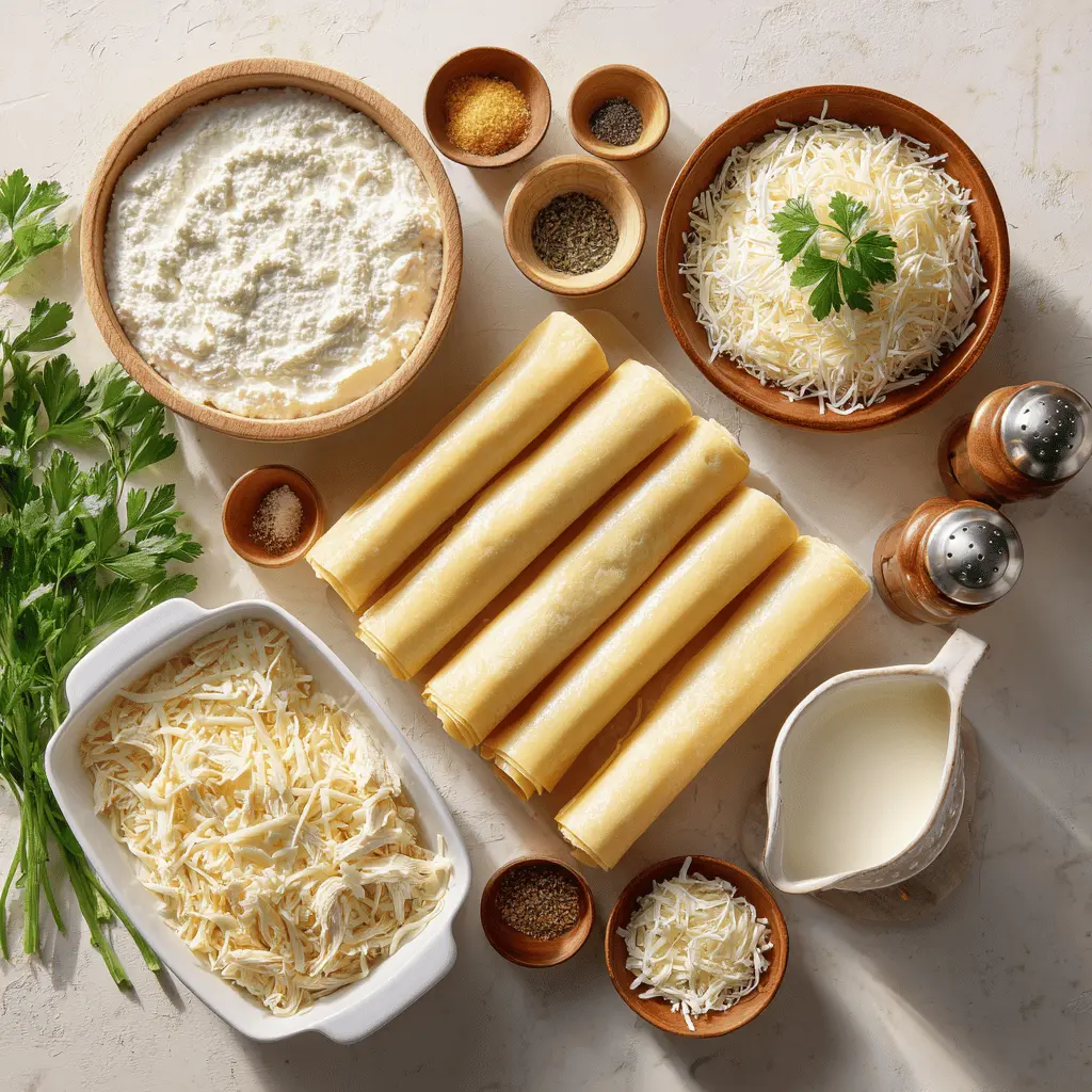 Chicken Alfredo Lasagna Rolls with fresh herbs on a plate, glass of water beside it