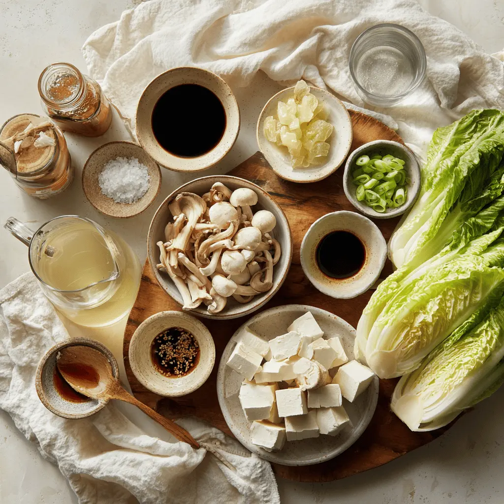 Napa Cabbage Tofu Soup bowl with tender tofu napa cabbage mushrooms and warm savory broth