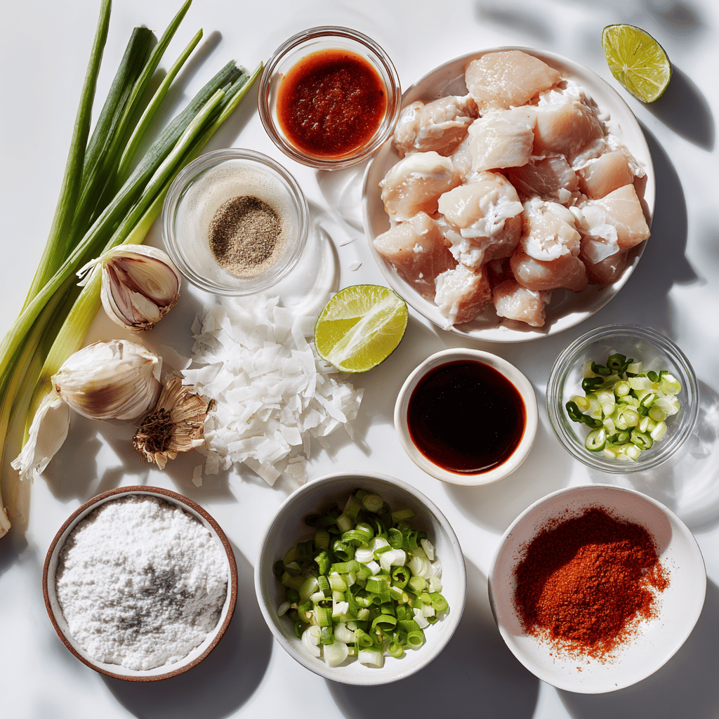 One Pan Coconut Lime Chicken plated with fresh garnishes and a creamy sauce