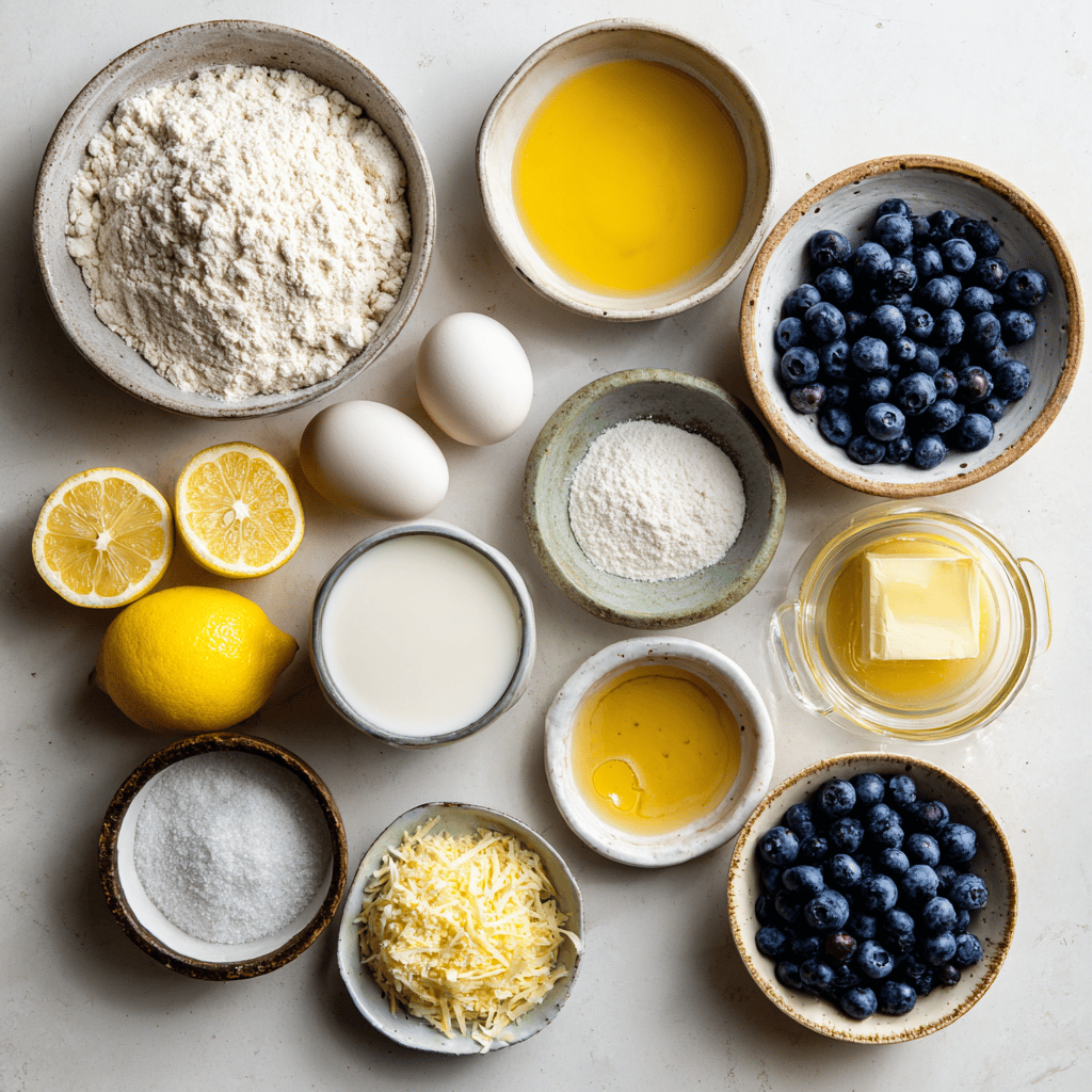Sourdough Discard Lemon Blueberry Quick Bread beautifully presented with glass of water and warm tones