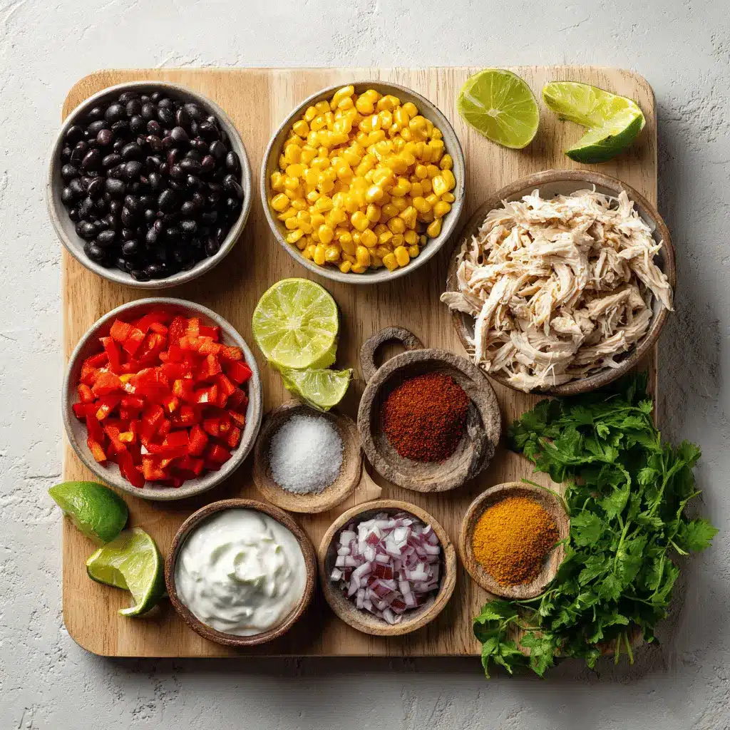 Southwestern Chicken Salad with vibrant ingredients and creamy Greek yogurt dressing displayed with warm tones.