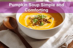 Pumpkin Soup Simple and Comforting creamy bowl on white cloth with glass of water