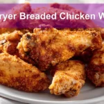 Air Fryer Breaded Chicken Wings plated with golden crust and simple glass of water