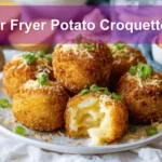 Air Fryer Potato Croquettes golden crispy croquettes with melted cheese and green onions