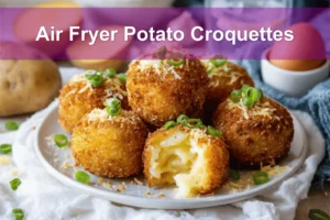 Air Fryer Potato Croquettes golden crispy croquettes with melted cheese and green onions