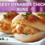 CHEESY DYNAMITE CHICKEN BUNS golden baked buns with melted cheese and spicy filling