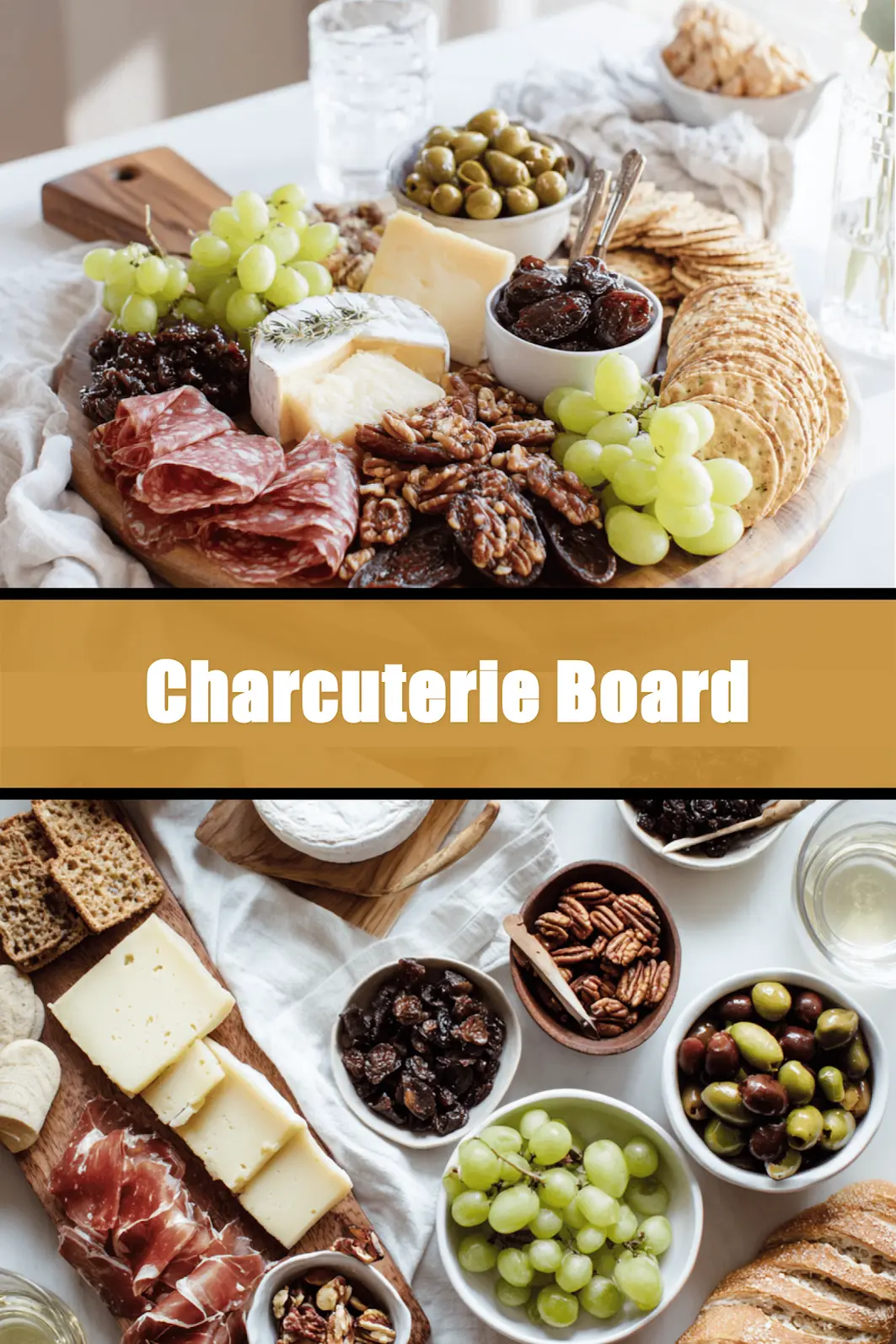 Charcuterie Board Secrets: Easy, Delicious Ideas 6 Charcuterie Board with brie prosciutto grapes figs crackers on warm styled table_pin