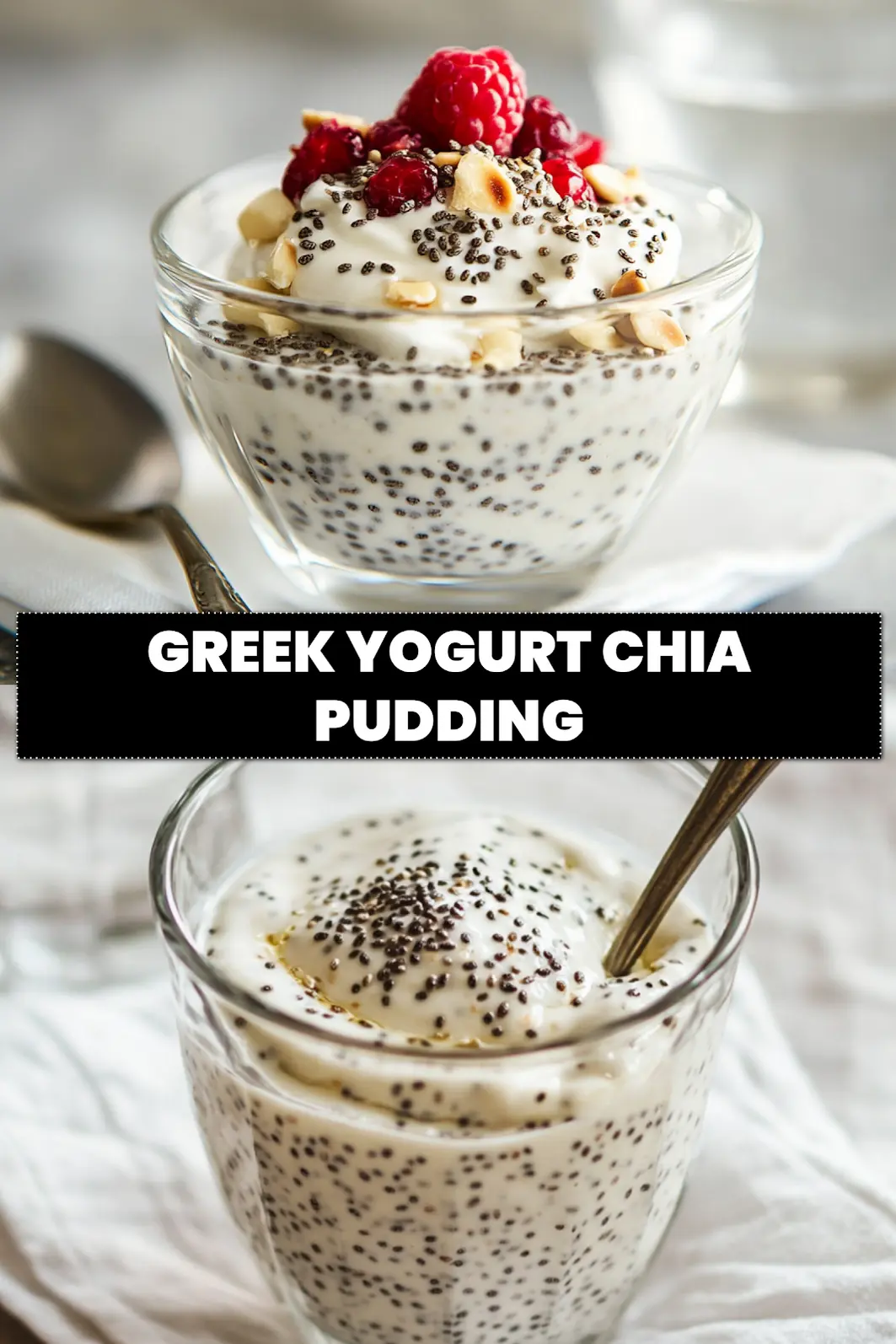 GREEK YOGURT CHIA PUDDING with mixed berries nuts and dark chocolate chips in a glass_pin