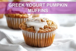 Greek Yogurt Pumpkin Muffins: Easy and Delicious Magic Treat GREEK YOGURT PUMPKIN MUFFINS warm homemade muffins on white napkin with glass of water