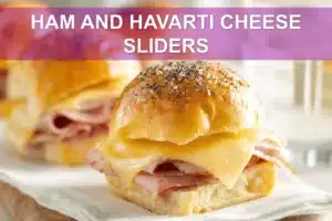 HAM AND HAVARTI CHEESE SLIDERS melted Havarti on Hawaiian rolls with poppy seeds