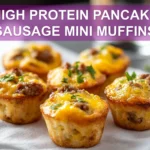 HIGH PROTEIN PANCAKE SAUSAGE MINI MUFFINS golden cheesy savory mini muffins