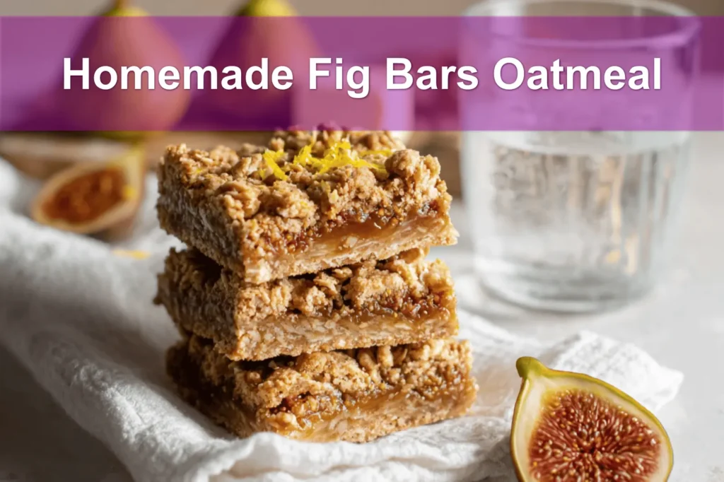 Homemade Fig Bars Oatmeal golden oat crust sliced on napkin natural light inviting