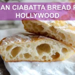 ITALIAN CIABATTA BREAD PAUL HOLLYWOOD rustic torn loaf on white napkin with glass of water