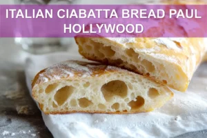 Italian Ciabatta Bread Paul Hollywood: Simple Delicious Recipe ITALIAN CIABATTA BREAD PAUL HOLLYWOOD rustic torn loaf on white napkin with glass of water