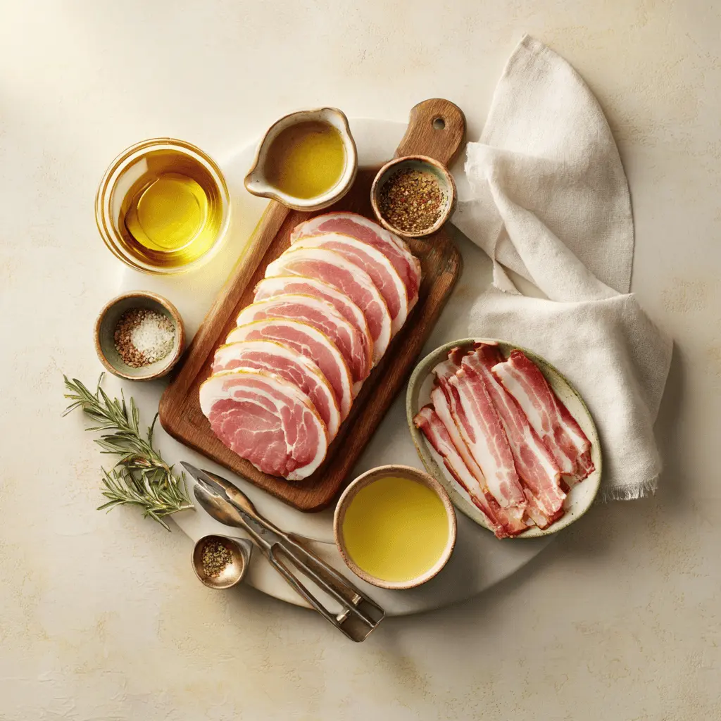 Air Fryer Bacon-Wrapped Pork Medallions: Irresistibly Easy Recipe 5 Air Fryer Bacon Wrapped Pork Medallions on white napkin with glass of water warm lighting