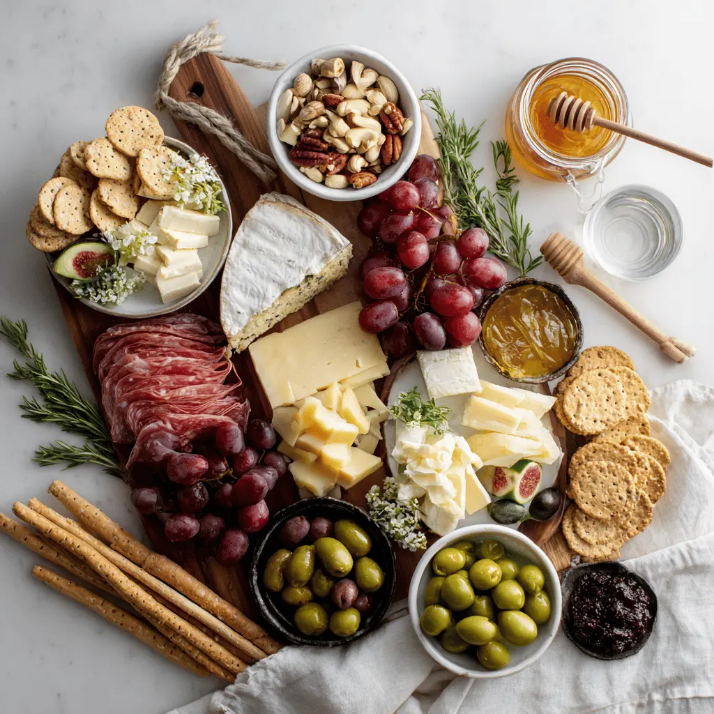 Artisan Charcuterie Board Recipe: Ultimate Guide to Delicious Platters 5 Artisan Charcuterie Board Recipe featuring meats cheeses fruits nuts figs olives crackers and honey