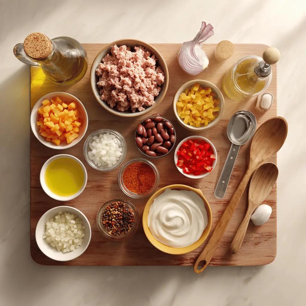 Creamy Turkey Pumpkin Chili in bowl on white napkin with glass of water