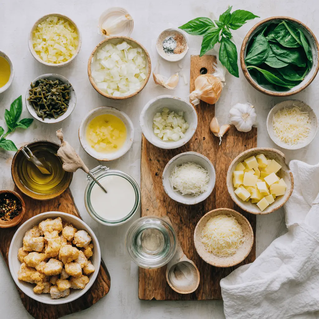 Creamy Tuscan Parmesan Cream Soup: A Simple Delight 5 Creamy Tuscan Parmesan Cream Soup in ceramic bowl garnished with basil and grated Parmesan