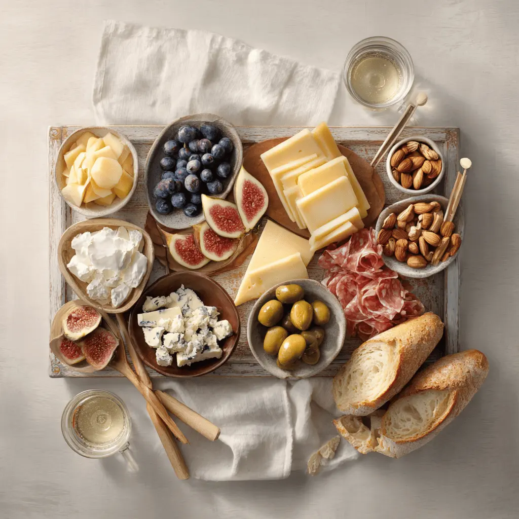 Fall Charcuterie Board: Simple Ideas for a Cozy Spread 4 Fall Charcuterie Board with brie cheddar gouda blue cheese prosciutto salami fruit and nuts