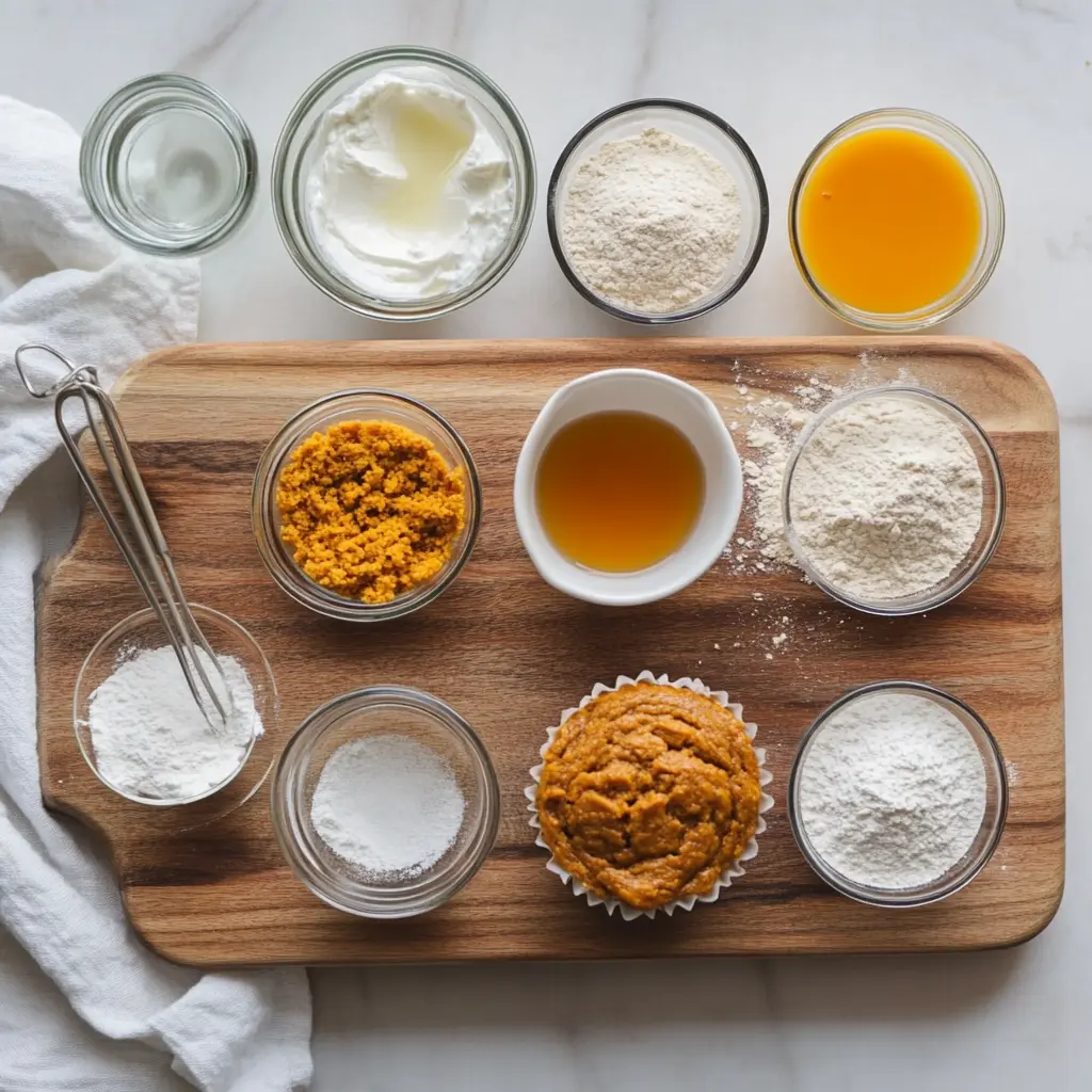 GREEK YOGURT PUMPKIN MUFFINS warm homemade muffins on white napkin with glass of water