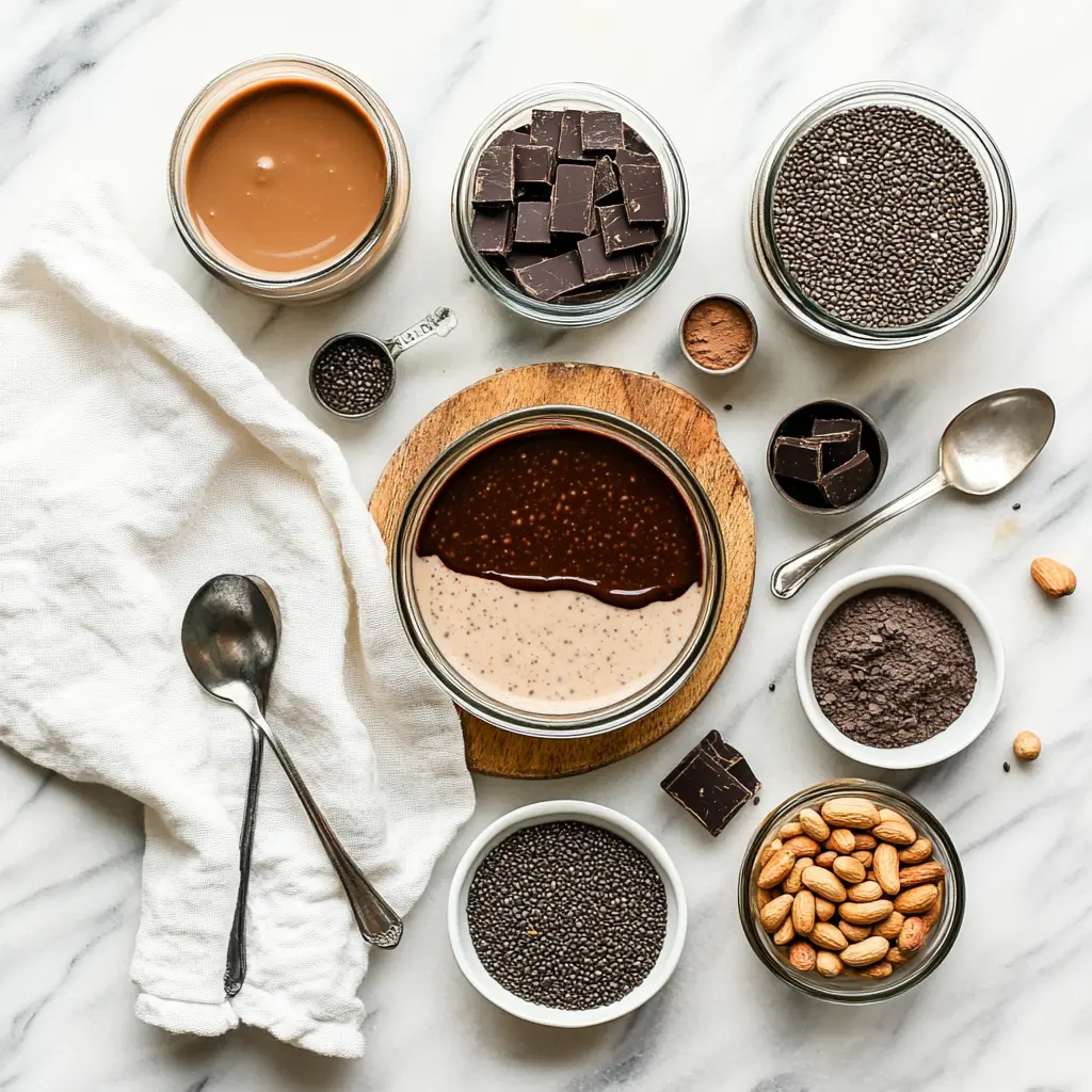 High-Protein, Chocolate Peanut Butter Chia Pudding: Simple Delicious Recipe 5 HIGH PROTEIN CHOCOLATE PEANUT BUTTER CHIA PUDDING creamy layered pudding in glass jar warm tones
