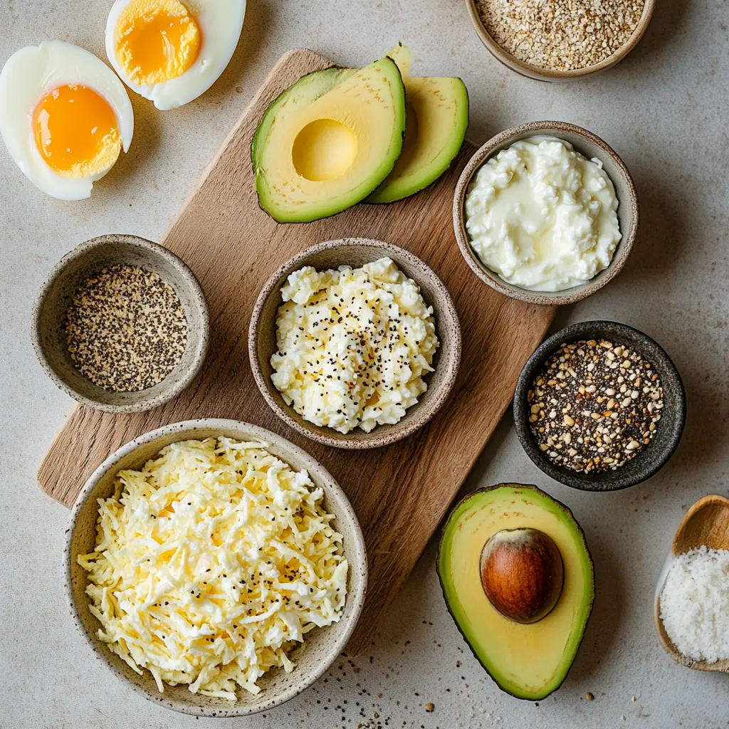 Loaded Hash Browns: Simple Irresistible Breakfast Magic 5 LOADED HASH BROWNS with avocado scrambled eggs cottage cheese and everything bagel seasoning on napkin