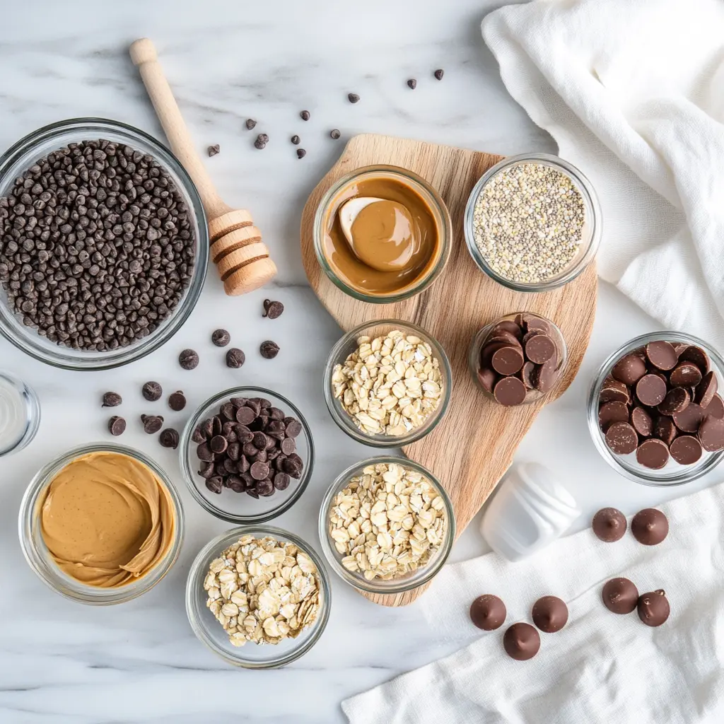 Quick Monster Cookie Protein Balls: Easy and Irresistible 5 QUICK MONSTER COOKIE PROTEIN BALLS on white cloth napkin close up warm natural light appetizing