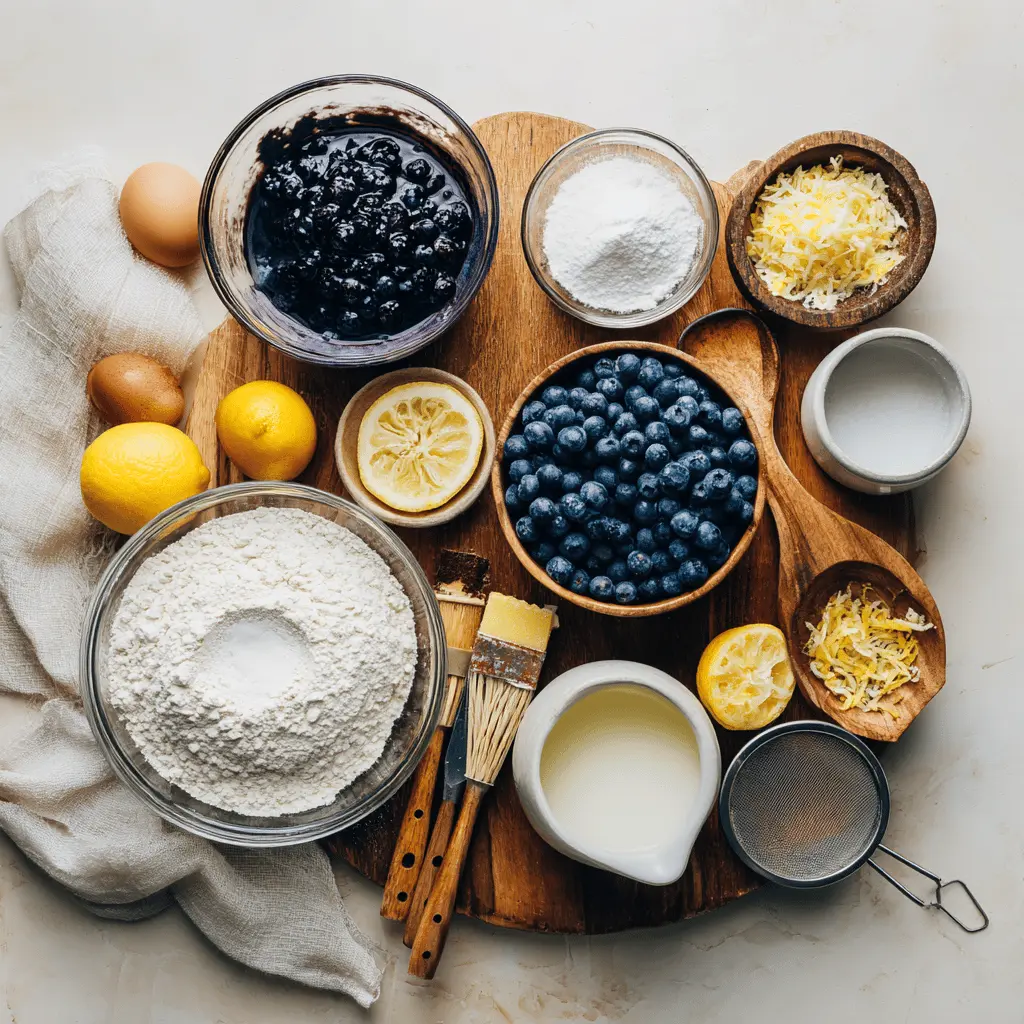 SOURDOUGH BLUEBERRY PIE RECIPE hero image warm natural light slice on white cloth